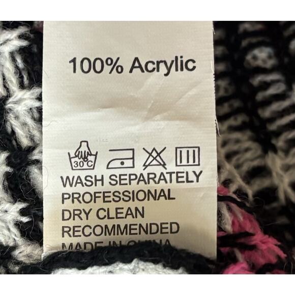 Knit Sweater Pink Aztec Nordic Design Size Small Lightweight Winter Layering - Picture 4 of 6